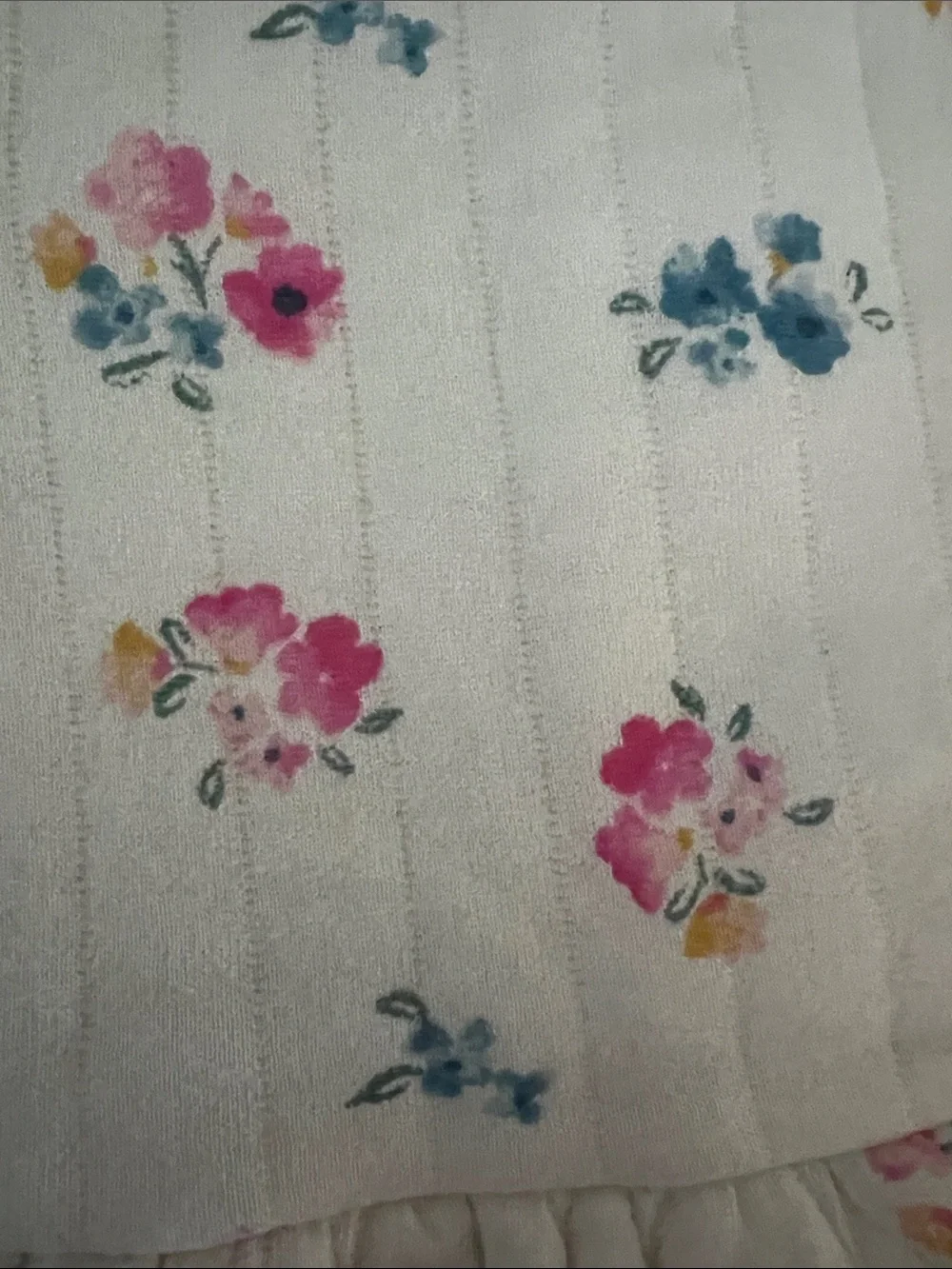 Carter's Cream Floral Long Sleeve Dress with Pink Blue Yellow Accents